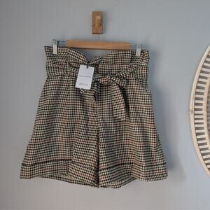 MAISON STELLA & SUZIE Icare Houndstooth Print Shorts, High Waist, 38/US 6, NWT